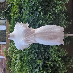 White Flutter Sleeve Mini Dress